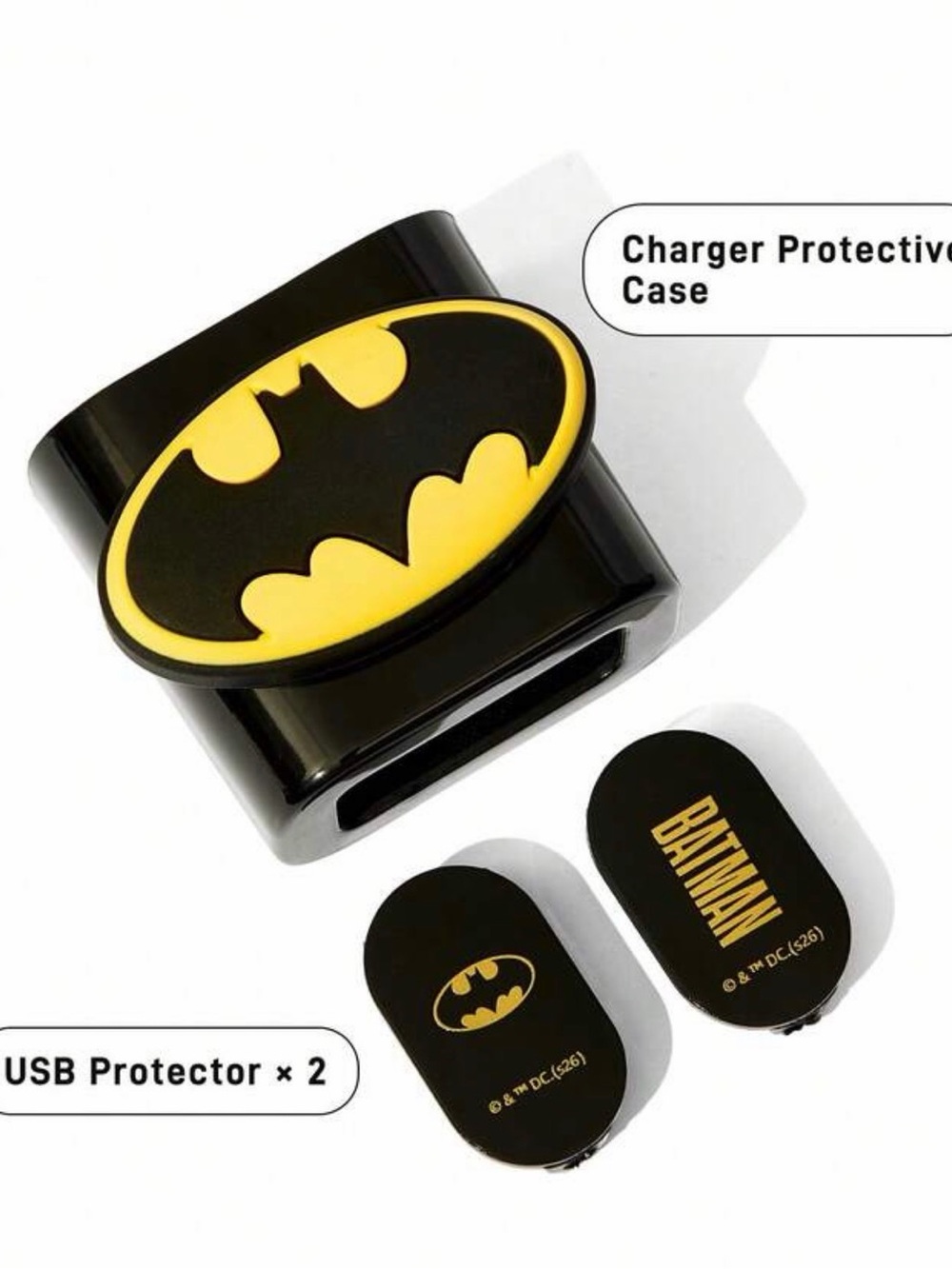 Batman Black and Yellow Charger Protective Case with USB Covers